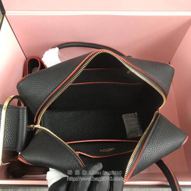 DELVAUX女包 Delvau單肩斜挎包 半手工Cool box 中號 德爾沃女手提包 手拎包 黑橙  fcs1186